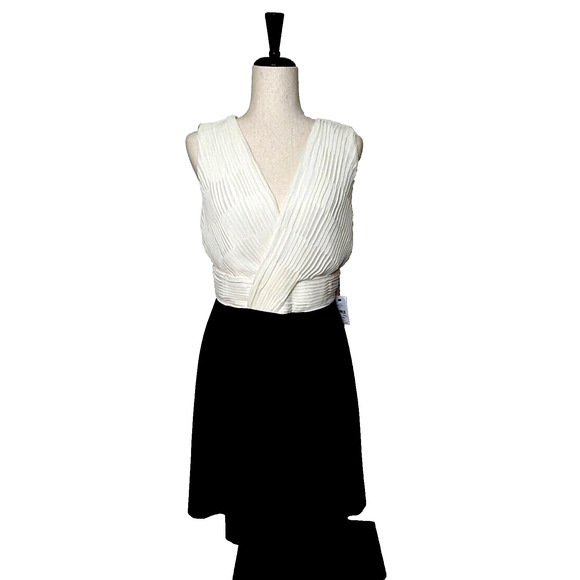 DKNY Women's 8 Semi Formal Cocktail Dress Sleeveless IVORY Bodice BLACK Skirt - Picture 6 of 16